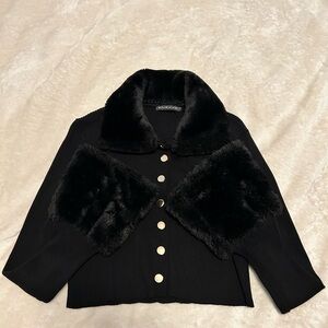Hot & Delicious Black Cardigan with Faux Fur